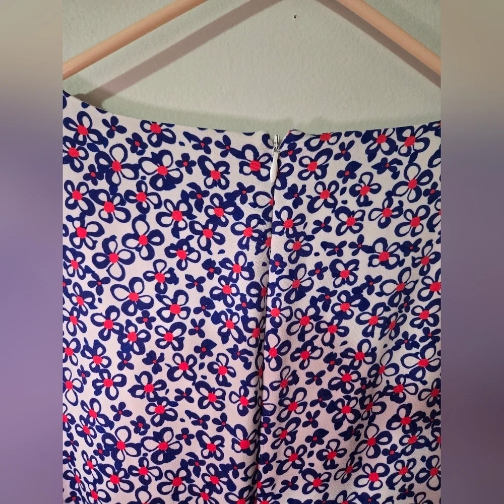 DKNY Floral Print Faux Wrap Iris Dress Multi Color Blue And Red Size 6 - Picture 7 of 11